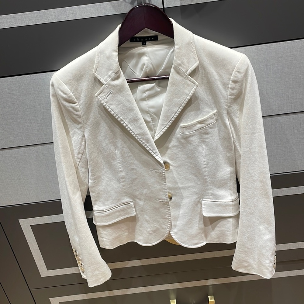 Theory white blazer.
